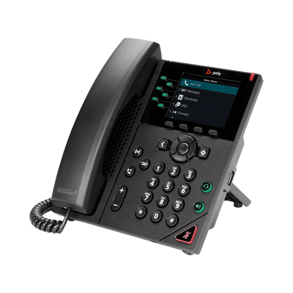 POLY VVX 350 6-Line IP Phone and PoE-enabled