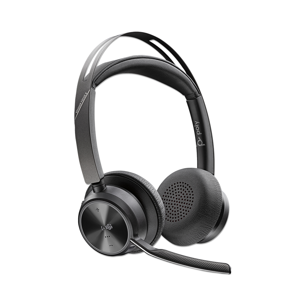 POLY Voyager Focus 2 Microsoft Teams Certified USB-C-C Headset +USB-C/A Adapter +Charging Stand